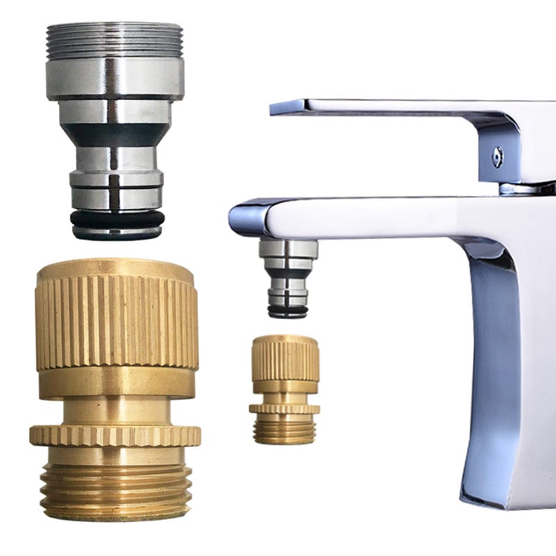 MISSMIN snap adapter quick connect to garden hose, quick snap connector to 3/4 inch GHT female for washer, indoor sink quick-fit attachment - Image 1